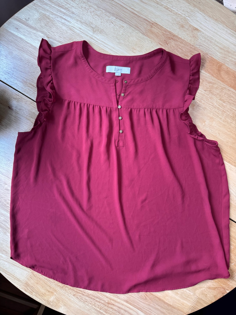 LOFT Sleeveless Henley Top in Raspberry